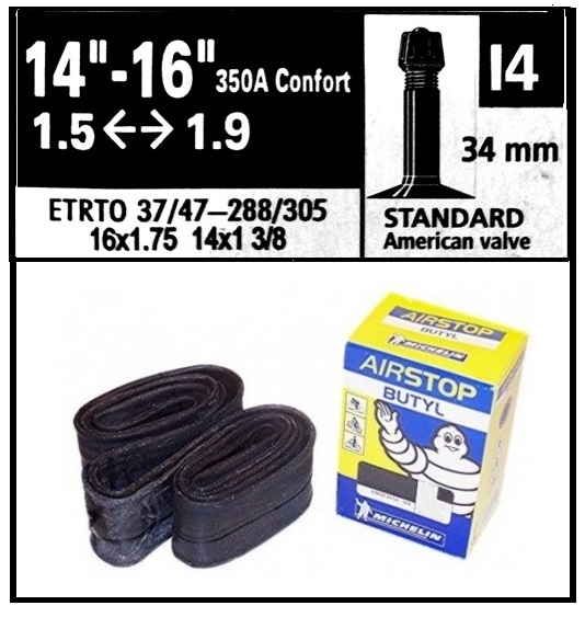 CAMARA BICICLETA MICHELIN 350A 14 16 150-190 I4  STANDARD 34mm